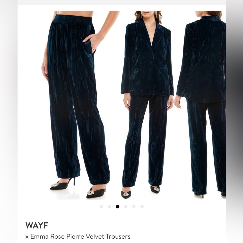 Wayf dark teal velvet trousers